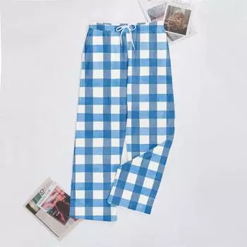 Женские повседневные модные брюки с клетчатым принтом Повседневные брюки L синий