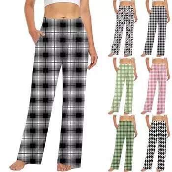 Женские повседневные модные брюки с клетчатым принтом Повседневные брюки XXL