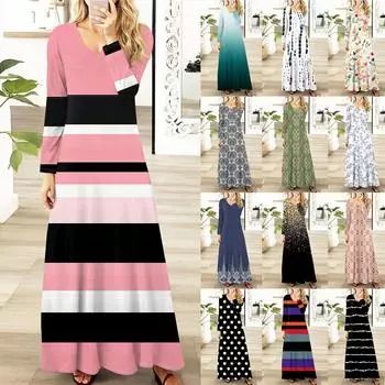 Женские повседневные модные длинные платья с графическим принтом и длинным рукавом, осень S