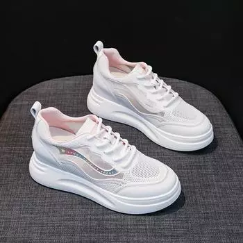 Женские повседневные модные кроссовки 2024 года, лето, новый стиль, внутренняя сетка, воздухопроницаемость, удобная и универсальная спортивная обувь 35 серый