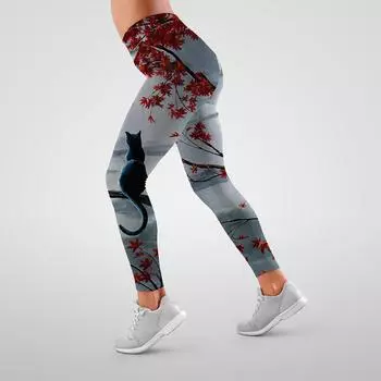 Женские повседневные модные леггинсы, спортивные штаны с цифровой печатью, штаны для йоги, просто любовь L