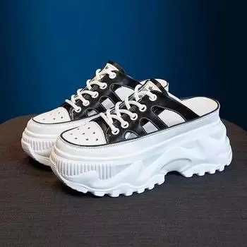 Женские повседневные модные летние тапочки 2024 года, новые полутапочки с толстой подошвой, ленивые туфли, сандалии, мокасины, украшения для обуви 35 чёрный