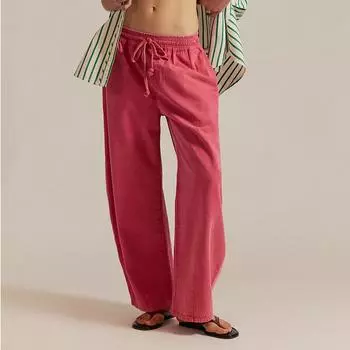 Женские повседневные модные однотонные брюки прямого кроя с эластичной талией на кулиске и карманами L