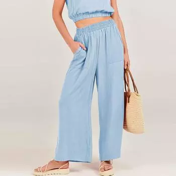 Женские повседневные модные однотонные хлопковые льняные повседневные брюки, широкие брюки, спортивные штаны с карманами L