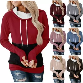 Женские повседневные модные однотонные пуловеры с длинными рукавами, толстовки с капюшоном XXL