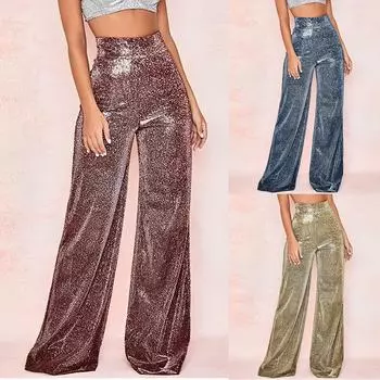 Женские повседневные модные однотонные широкие брюки с высокой талией и прямой трубкой