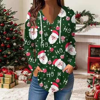 Женские повседневные модные однотонные толстовки с капюшоном на пуговицах и длинными рукавами с V-образным вырезом XL