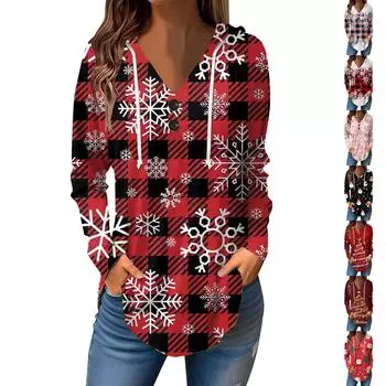 Женские повседневные модные однотонные толстовки с капюшоном на пуговицах и длинными рукавами с V-образным вырезом XL