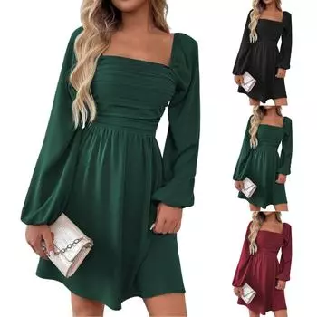 Женские повседневные модные платья однотонные платья с коротким рукавом M синий