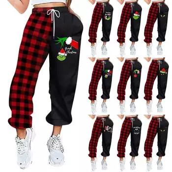 Женские повседневные модные повседневные брюки с принтом, гигиенические брюки, леггинсы с эластичной резинкой на талии и шнурком L чёрный