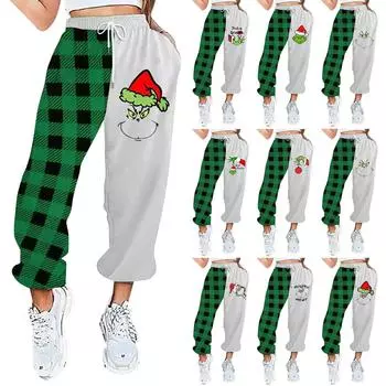 Женские повседневные модные повседневные брюки с принтом, гигиенические брюки, леггинсы с эластичной резинкой на талии и шнурком L чёрный