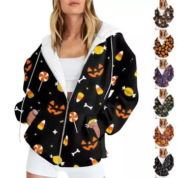 Женские повседневные модные принтованные пуловеры с длинным рукавом, толстовки с капюшоном на молнии, пальто XXL серый