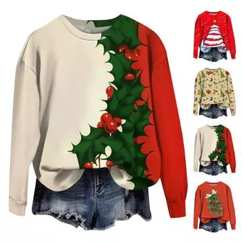 Женские повседневные модные принты с длинным рукавом и круглым вырезом, пуловеры с капюшоном XXL