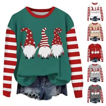 Женские повседневные модные принты с длинным рукавом и круглым вырезом, пуловеры с капюшоном L темно-зеленого