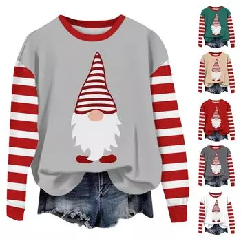 Женские повседневные модные принты с длинным рукавом и круглым вырезом, пуловеры с капюшоном L темно-зеленого