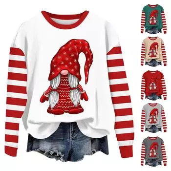 Женские повседневные модные принты с длинным рукавом и круглым вырезом, пуловеры с капюшоном L темно-зеленого