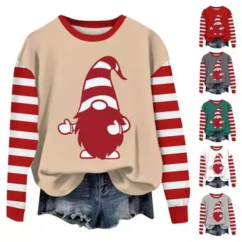 Женские повседневные модные принты с длинным рукавом и круглым вырезом, пуловеры с капюшоном L темно-зеленого