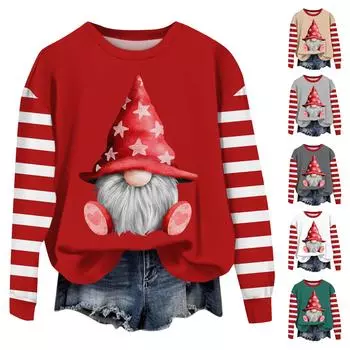 Женские повседневные модные принты с длинным рукавом и круглым вырезом, пуловеры с капюшоном L темно-зеленого