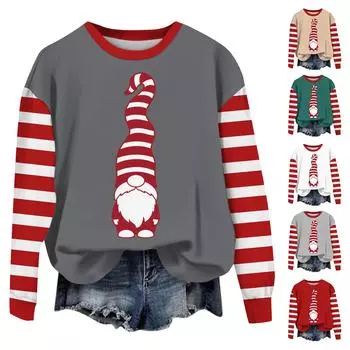 Женские повседневные модные принты с длинным рукавом и круглым вырезом, пуловеры с капюшоном L красный