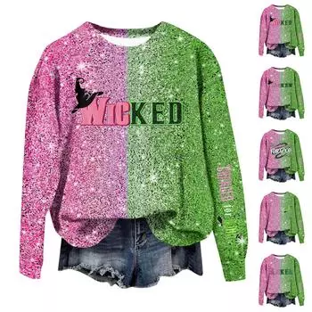 Женские повседневные модные принты с длинным рукавом и круглым вырезом, пуловеры с капюшоном L армия зеленый