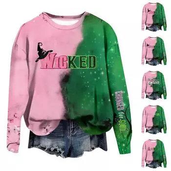 Женские повседневные модные принты с длинным рукавом и круглым вырезом, пуловеры с капюшоном L армия зеленый