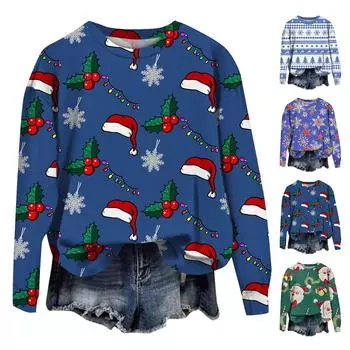 Женские повседневные модные принты с длинным рукавом и круглым вырезом, пуловеры с капюшоном M