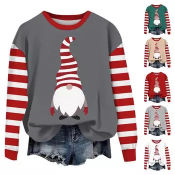 Женские повседневные модные принты с длинным рукавом и круглым вырезом, пуловеры с капюшоном L темно-зеленого