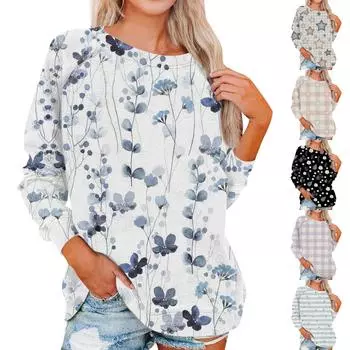 Женские повседневные модные принты с длинным рукавом толстовки пуловер топ L чёрный