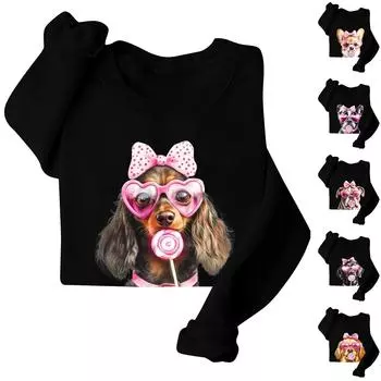 Женские повседневные модные принты с длинным рукавом и круглым вырезом, толстовки, пуловеры, топы XL