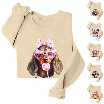 Женские повседневные модные принты с длинным рукавом и круглым вырезом, толстовки, пуловеры, топы M чёрный