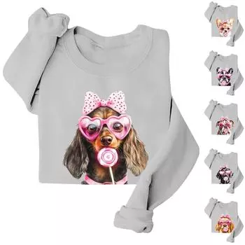 Женские повседневные модные принты с длинным рукавом и круглым вырезом, толстовки, пуловеры, топы XXXL розовый