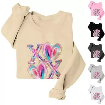 Женские повседневные модные принты с длинным рукавом и круглым вырезом, толстовки, пуловеры, топы XXL верблюд