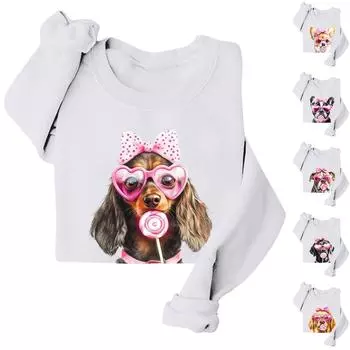 Женские повседневные модные принты с длинным рукавом и круглым вырезом, толстовки, пуловеры, топы XXXL