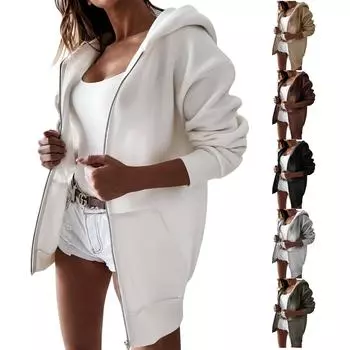 Женские повседневные модные пуловеры с длинными рукавами и принтом, толстовки на молнии, пальто L