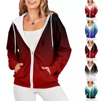 Женские повседневные модные пуловеры с длинными рукавами и принтом, толстовки на молнии, пальто XXL чёрный