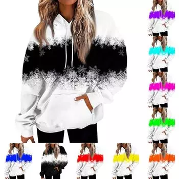 Женские повседневные модные пуловеры с длинными рукавами и принтом, толстовки с капюшоном L чёрный