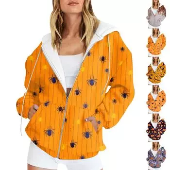 Женские повседневные модные пуловеры с длинными рукавами и принтом, толстовки на молнии, пальто S бежевый