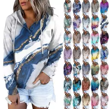 Женские повседневные модные пуловеры с длинными рукавами и принтом, толстовки с капюшоном L