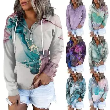 Женские повседневные модные пуловеры с длинными рукавами и принтом, толстовки с капюшоном XL