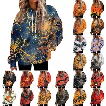 Женские повседневные модные пуловеры с длинными рукавами и принтом, толстовки с капюшоном XXL серый