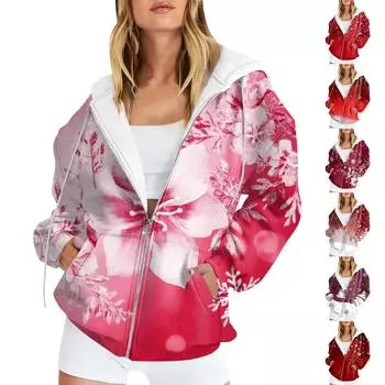 Женские повседневные модные пуловеры с длинными рукавами и принтом, толстовки на молнии, пальто XXL