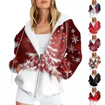 Женские повседневные модные пуловеры с длинными рукавами и принтом, толстовки на молнии, пальто S белый