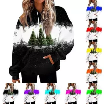 Женские повседневные модные пуловеры с длинными рукавами и принтом, толстовки с капюшоном XL красный