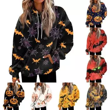 Женские повседневные модные пуловеры с длинными рукавами и принтом, толстовки с капюшоном XXL киноварь