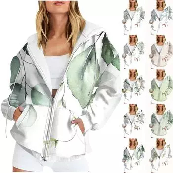 Женские повседневные модные пуловеры с принтом и длинными рукавами, толстовки на молнии, пальто One size