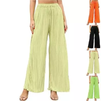 Женские повседневные, модные, сексуальные, удобные, крутые, дышащие, свободные однотонные брюки на шнуровке L бежевый