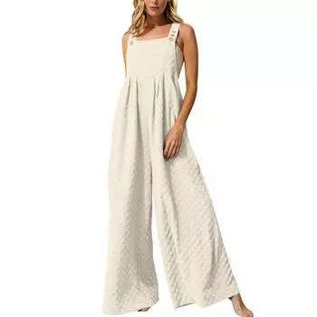 Женские повседневные модные сексуальные удобные крутые дышащие пуговицы с украшением, однотонные свободные комбинезоны S