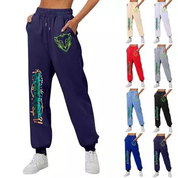 Женские повседневные модные спортивные штаны с мелким принтом повседневные брюки S