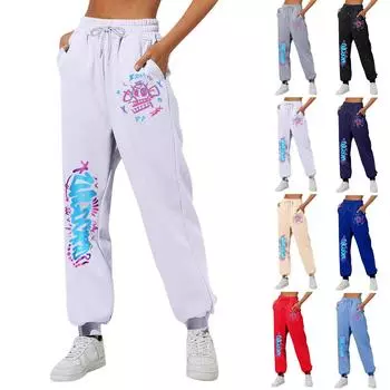 Женские повседневные модные спортивные штаны с мелким принтом повседневные брюки M