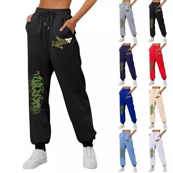 Женские повседневные модные спортивные штаны с мелким принтом повседневные брюки XL